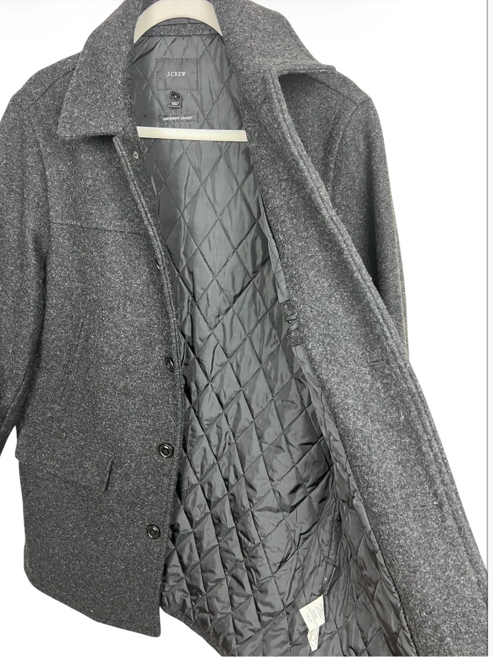 J Crew University Jacket Wool Coat Thinsulate Classic Academia Black Mens Small